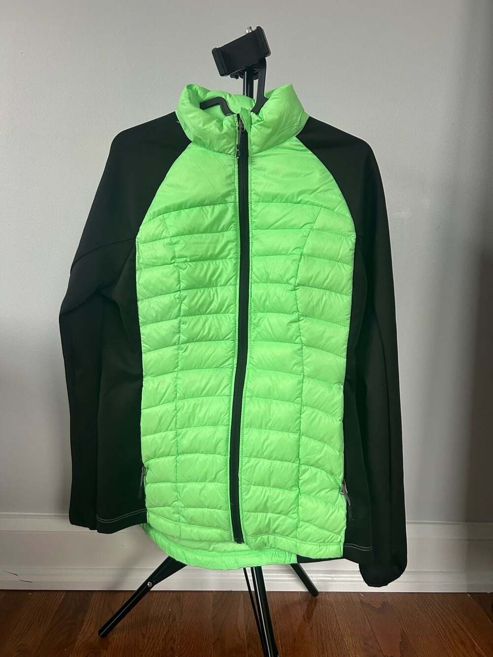 32 Degrees Weatherproof Womens  Neon Green Black Down Jacket Puffer Coat Small